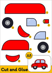Cut and Glue Worksheet - Red Car