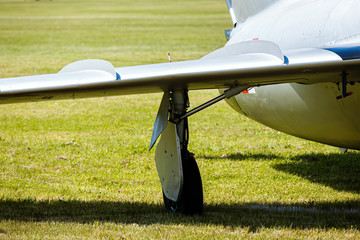landing gear and a piece of the wing of an old Russian fighter jet