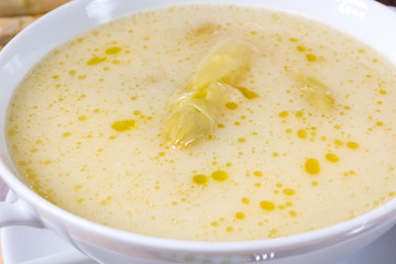 Delicious spring white asparagus soup