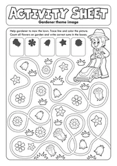 Foto op Plexiglas Voor kinderen Activiteitenblad tuinman thema 1