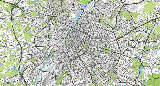 Detailed vector map of Brussels, Belgium