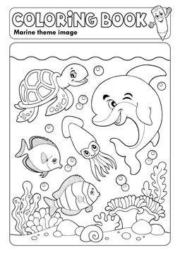 Coloring book marine life theme 3