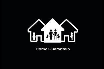 Home quarantine with family icon.vector EPS 10.