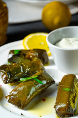 Dolmades - stuffed grape leaves the Greek way