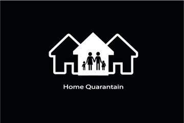 Home quarantine with family icon.vector EPS 10.