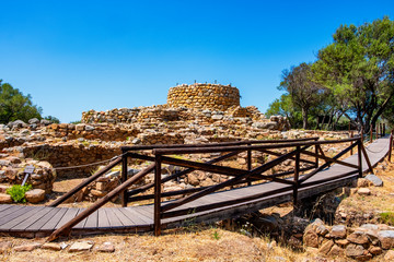 Arzachena, Sardinia, Italy - Archeological ruins of Nuragic complex La Prisgiona - Nuraghe La...