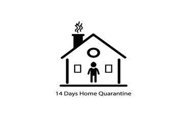 14 days home quarantine icon.Prevention of viral outbreaks by detention or lock yourself inside the house 14 days icon. protect corona-virus or COVID-19 infection concept.