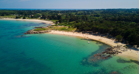 Nice beaches in l'ile d'yeu, France, with blue and clear water
