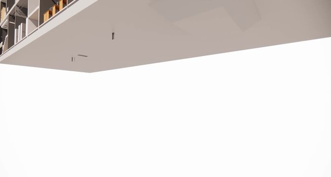 Visualization section view of the interior room space of building without a front facade wall
