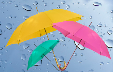 Umbrella and rain drops