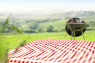 Table background of free space and grill time 