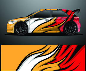 Fototapeta premium Rally car decal graphic wrap vector, abstract background