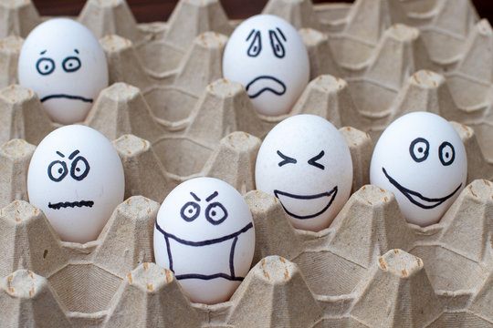 negative emotions depicted on the eggs - conformity.