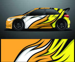 Fototapeta premium Rally car decal graphic wrap vector, abstract background