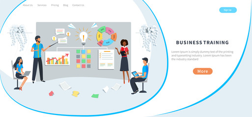 Professional business training, meeting, workshop, training of office staff, increase skills. Team brainstorming and use post notes to share idea. Template design for web banners, posters, marketing