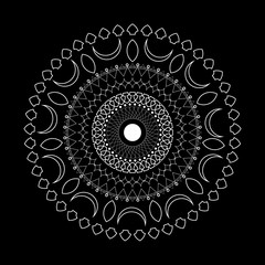 Mandala henna tattoo. Circular ethnical sacral mehendi on dark background. Vector.