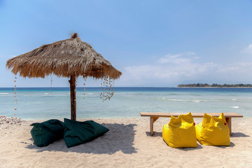 The beautiful ocean coast of Gili Trawangan island, Bali, Indonesia.