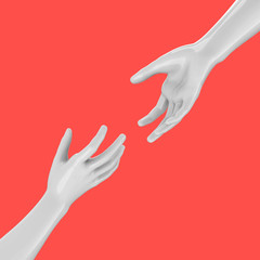 The Helping Hand on pop art Background - 3D
