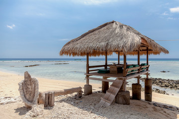 The beautiful ocean coast of Gili Trawangan island, Bali, Indonesia.