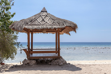 The beautiful ocean coast of Gili Trawangan island, Bali, Indonesia.