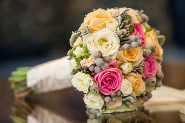 Wedding bouquet with reflection