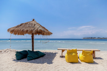 The beautiful ocean coast of Gili Trawangan island, Bali, Indonesia.