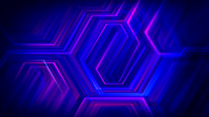 Abstract cyberpunk background - composition with blue and violet neon glow