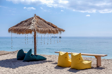 The beautiful ocean coast of Gili Trawangan island, Bali, Indonesia.