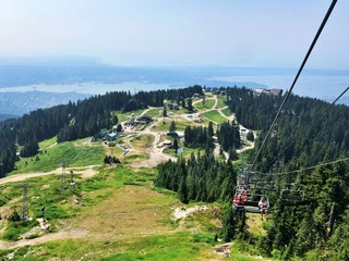 Cable car  Grouse Mountain , Vancouver view , Canada 