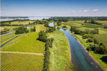 Fototapeta na wymiar Aerial view of rural farmlands along the St. Lawrence River