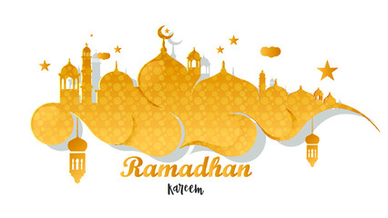 Beautiful Ramadan Kareem greeting card template, design for Muslim festival celebrations, posters, sales, invitations, banners. Vector
