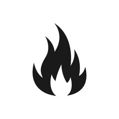 Flame symbol. Black silhouette is isolated on a white background. Vector shape, EPS 10.