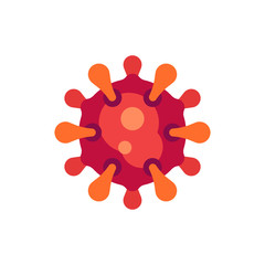 Red virus flat icon. SARS-CoV-2 novel coronavirus vector illustration.