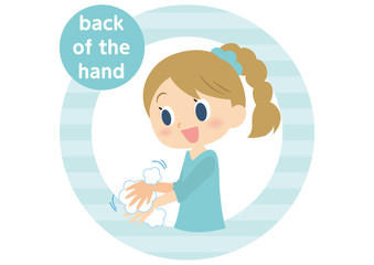 Obraz premium 女子の手洗い 手の甲