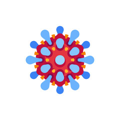 Red and blue virus flat icon. SARS-CoV-2 novel coronavirus vector illustration