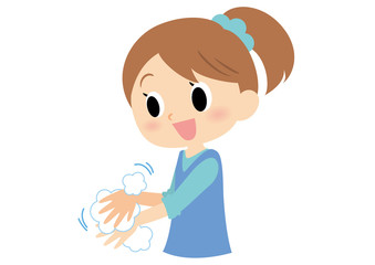 女子の手洗い　手の甲