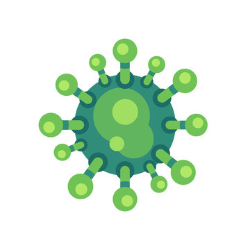 Green virus flat icon. SARS-CoV-2 novel coronavirus vector illustration.