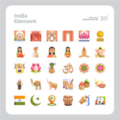 Vector Flat Icons Set of India Element Icon.. Design for Website, Mobile App and Printable Material. Easy to Edit & Customize.