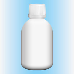 Cosmetic or medicine bottle item object illustration, white, perspective. Ideal for product catalogs and cosmetic hygiene and medication information