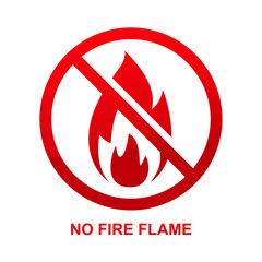 No fire flame sign isolated on white background vector illustration