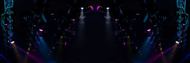 Abstract texture background for design. Stage light and smoke on stage, lighting and spotlights.