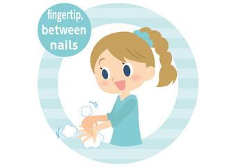 Obraz premium 女子の手洗い 指先と爪の間