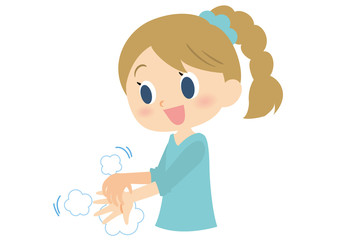 女子の手洗い　手首