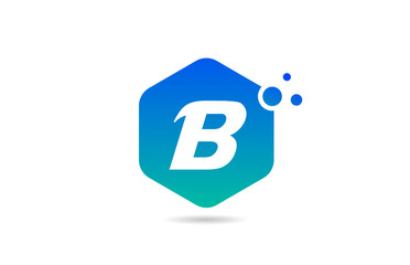 green blue B alphabet letter logo icon design with rhombus for company and business