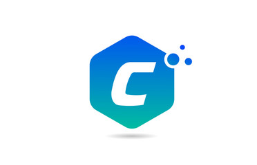 green blue C alphabet letter logo icon design with rhombus for company and business