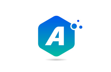 green blue A alphabet letter logo icon design with rhombus for company and business