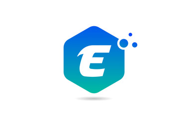 green blue E alphabet letter logo icon design with rhombus for company and business