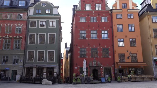 Stockholm, Sweden April 16, 2020 Gamla Stan or Old Town devoid of tourists during Covid19 pandemic