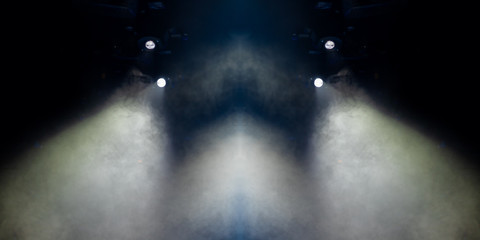 Abstract texture background for design. Stage light and smoke on stage, lighting and spotlights.