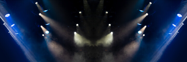Abstract texture background for design. Stage light and smoke on stage, lighting and spotlights.